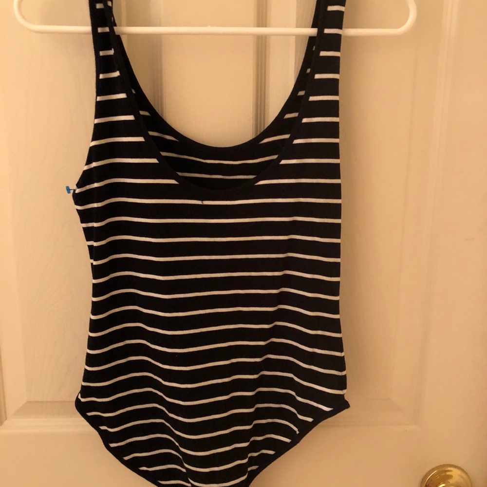 Striped black and white bodysuit sleeveless